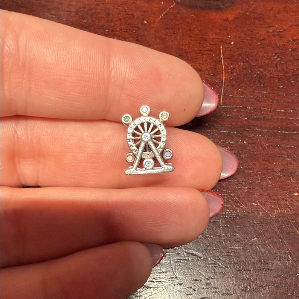 Pandora Silver Ferris Wheel Brooch with Gem Accents